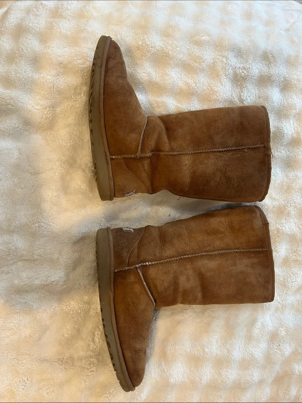UGG Tall Shearling-Lined Suede Boots in Chestnut